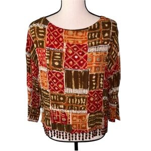 Chaus Sport Abstract Patchwork Two Piece Skirt Set Size Medium